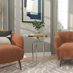 Tavolino d'appoggio rotondo in alluminio con vassoio, gambe a treppiede, oro / argento / nero, 1 persona, 22" o 25" H