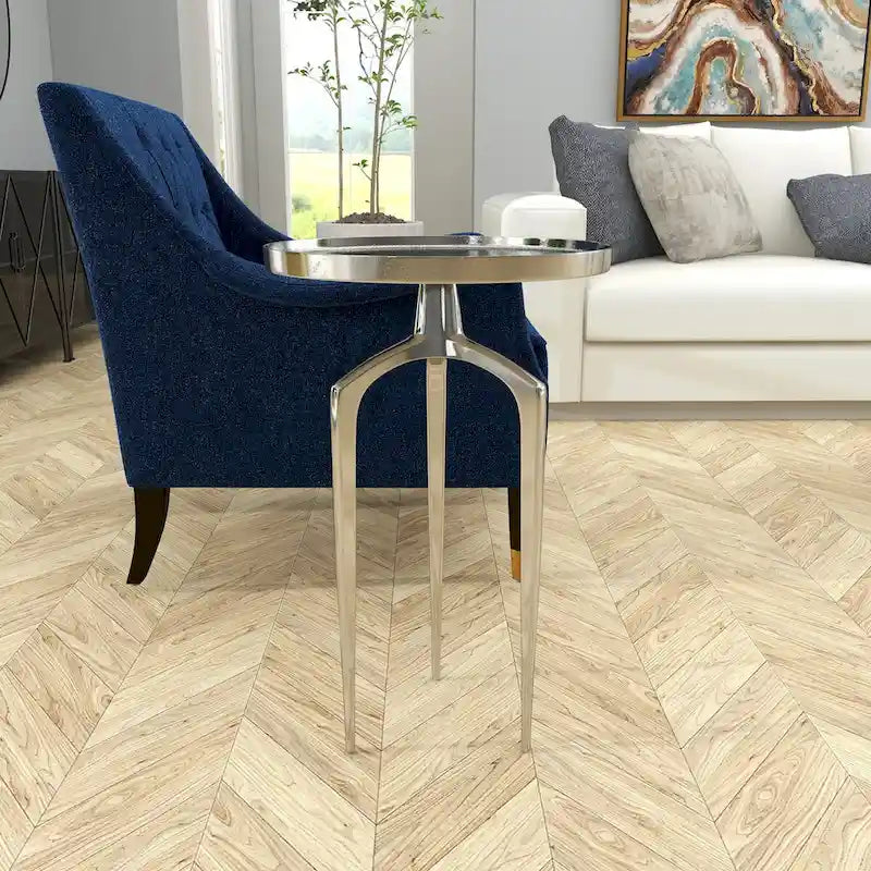 Tavolino d'appoggio rotondo in alluminio con vassoio, gambe a treppiede, oro / argento / nero, 1 persona, 22" o 25" H
