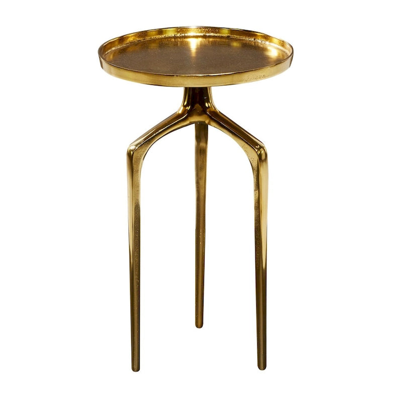 Tavolino d'appoggio rotondo in alluminio con vassoio, gambe a treppiede, oro / argento / nero, 1 persona, 22" o 25" H