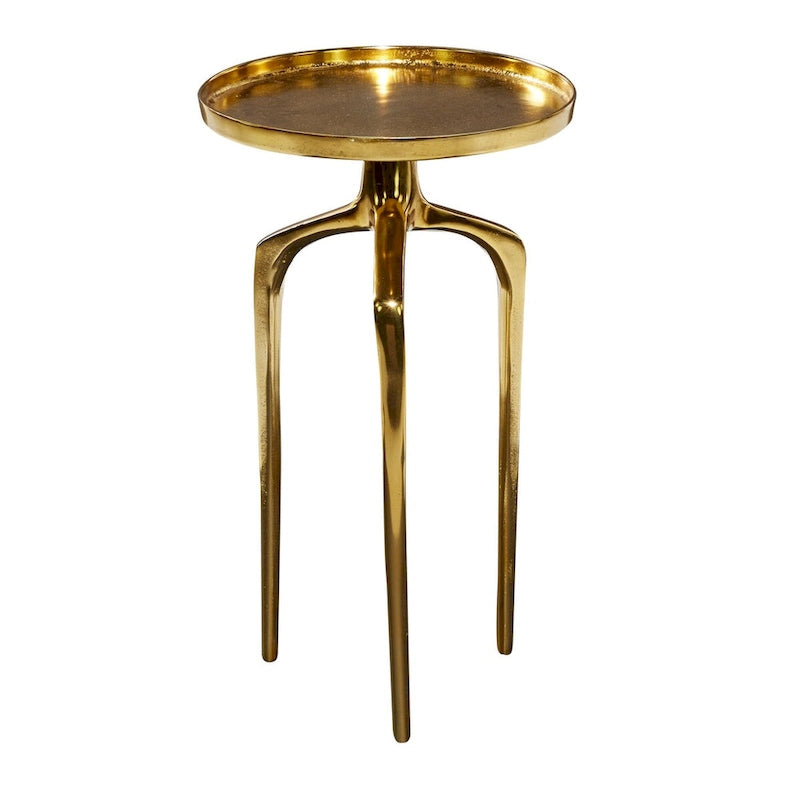 Tavolino d'appoggio rotondo in alluminio con vassoio, gambe a treppiede, oro / argento / nero, 1 persona, 22" o 25" H