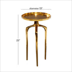 Tavolino d'appoggio rotondo in alluminio con vassoio, gambe a treppiede, oro / argento / nero, 1 persona, 22" o 25" H